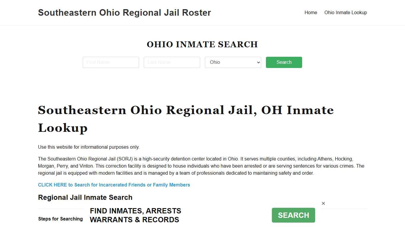 Southeastern Ohio Regional Jail, OH Inmate Roster, Offender Search