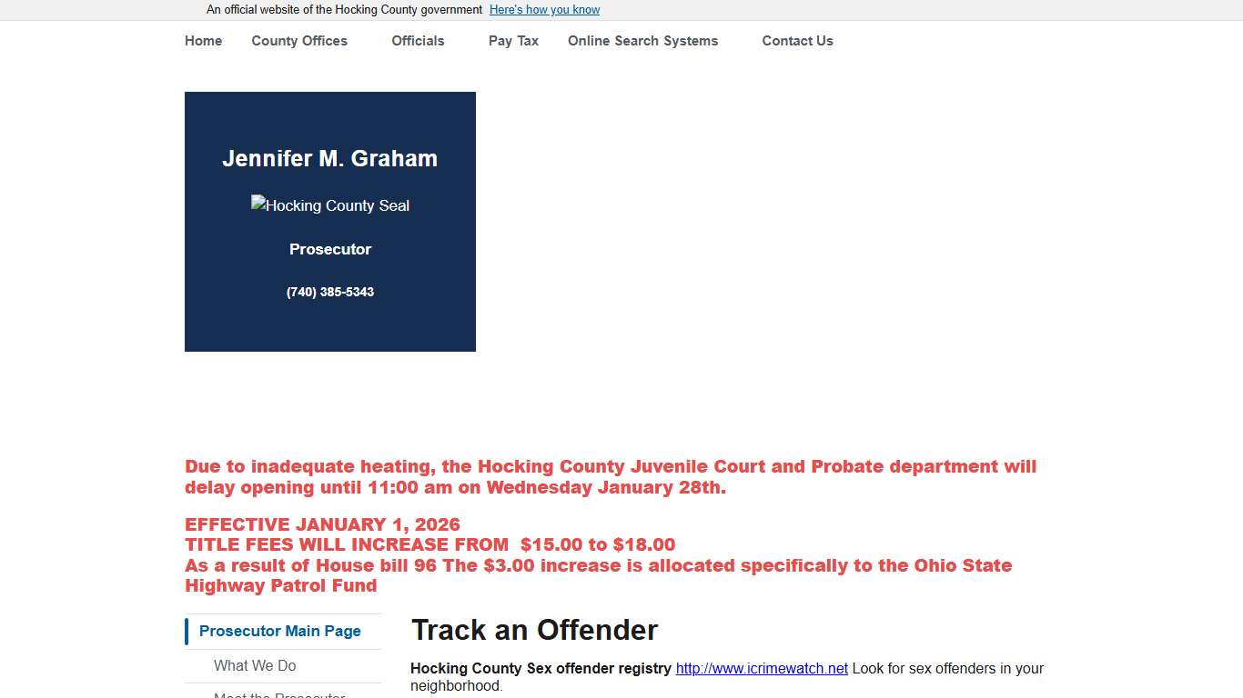 Track an Offender Hocking County